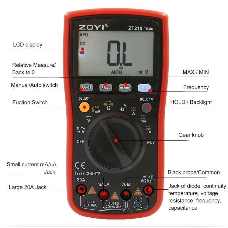 خرید مولتی متر دیجیتال زویی مدل ZT-219